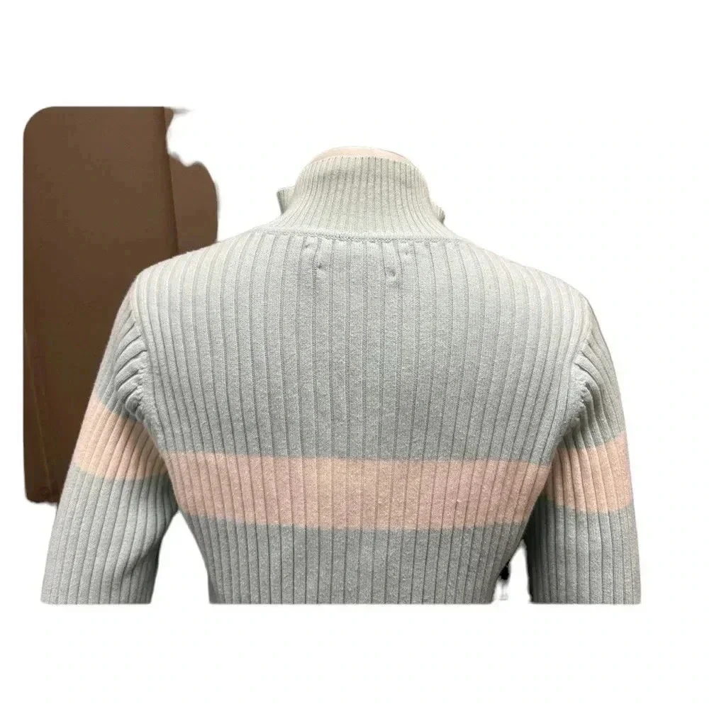 Tommy Hilfiger Vintage Ribbed Fitted  Blue White Sweater Size Large - Picture 5 of 10
